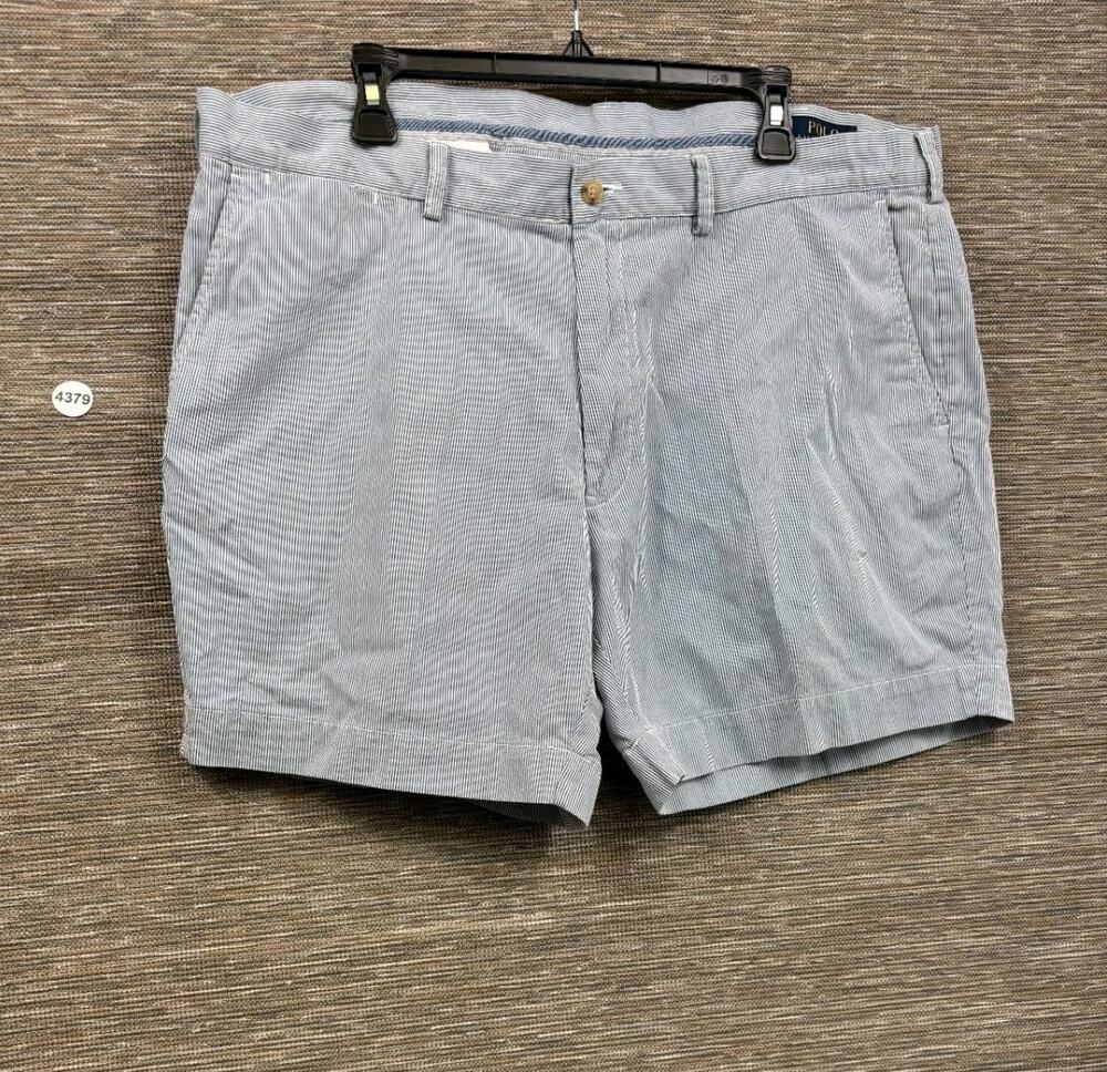 VTG Polo Ralph Lauren Prispect Shorts Blue Seersucker Men Size 40 Classic Fit 6"